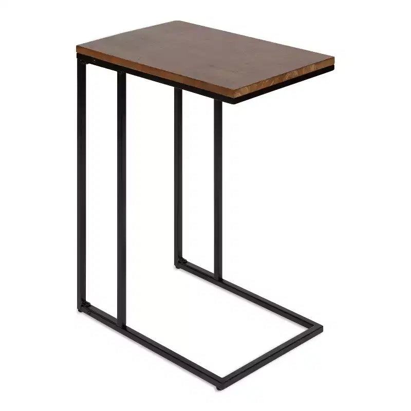 Kate and Laurel Lockridge Rectangle Wood C Table, 19x12x27, Walnut Brown