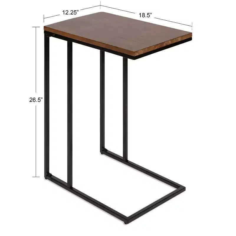 Kate and Laurel Lockridge Rectangle Wood C Table, 19x12x27, Walnut Brown