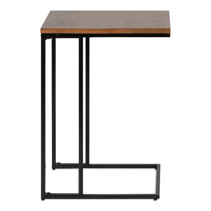 Kate and Laurel Lockridge Rectangle Wood C Table, 19x12x27, Walnut Brown